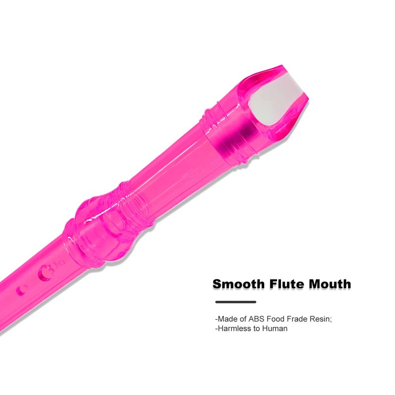 ENGIEGEE SJOYS ENGIEGEE 8-Hole Soprano Descant Recorder Kids Music Flute with Cleaning Rod & Case Bag For School Student Home Entertainment Transparent Pink - Image 3